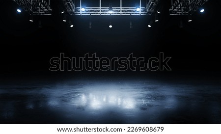3D beautiful background. Realistic wet ice and flashes on dark background. Dark background