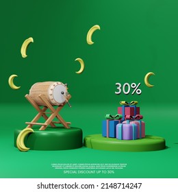 3d Bedug Drum Eid Al Fitr Mubarak With Sale