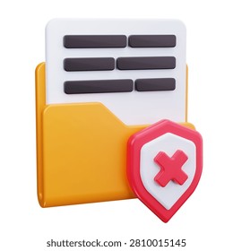 3D Blocked Document Folder Security Icon