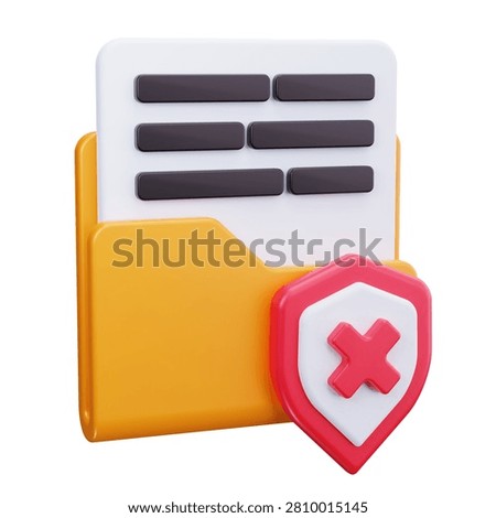 3D Blocked Document Folder Security Icon
