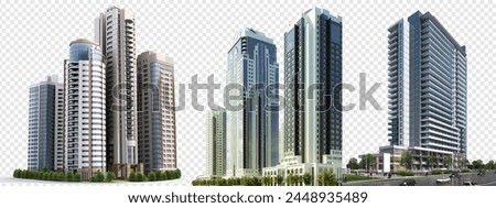 3d building real estate on transparent background