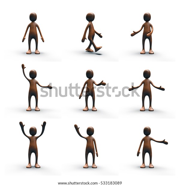 3d Character Wooden Human Figure Standing People Stock Image 533183089