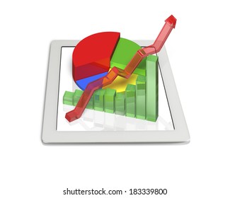 3D Chart on tablet in white background - Powered by Shutterstock - Get 15% off with code: PIKWIZARD15