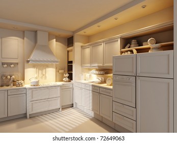 3d clay render of a modern kitchen - Shutterstock ID 72649063