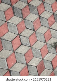 3D cube pattern or optical illusion pattern on paving blocks or concrete blocks