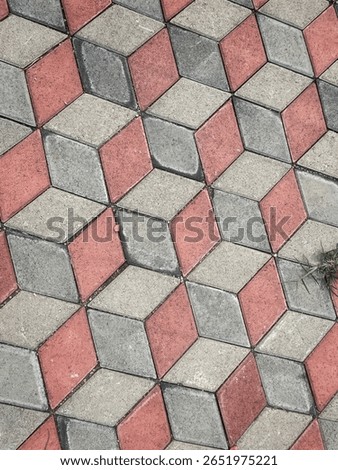 3D cube pattern or optical illusion pattern on paving blocks or concrete blocks