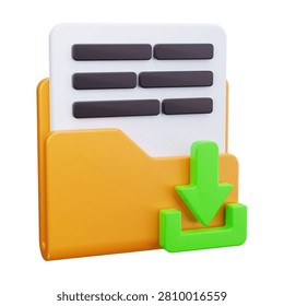 3D Download Document Folder File Icon