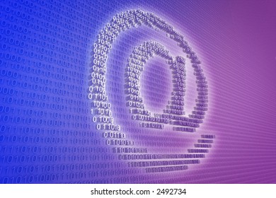 The 3d e-mail logotype made of binary code.