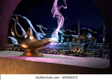 3D fairytale of magic lamp