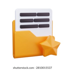 3D Favorite Document Folder Star Icon