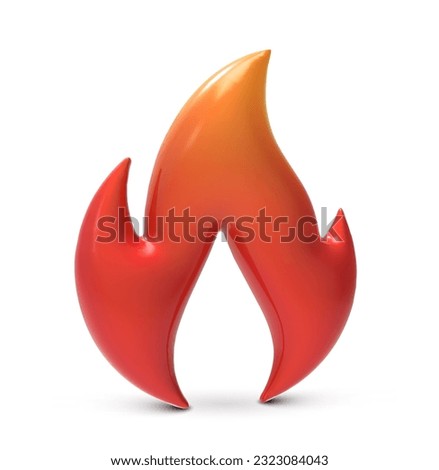 3d fire flame icon isolated on transparent background. Render of fire emoji, energy and power concept. 3d cartoon simple illustration	