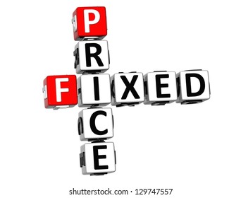 3D Fixed Price Crossword on white background