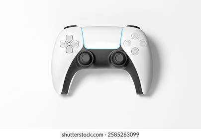 3D Game Controller Features Clean Design With White and Black Color Theme. Ideal for Gaming Setup, It Enhances Immersive Gameplay Experiences With Precision Controls. - Powered by Shutterstock - Get 15% off with code: PIKWIZARD15
