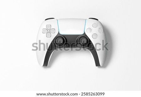 3D Game Controller Features Clean Design With White and Black Color Theme. Ideal for Gaming Setup, It Enhances Immersive Gameplay Experiences With Precision Controls.