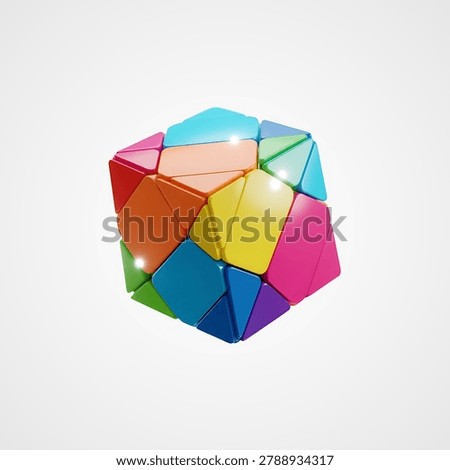 3d geometric cube with rainbow gradient colors on white background