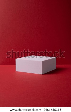 3d geometric standing red background
