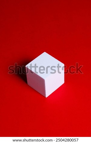 3d geometric standing red background
