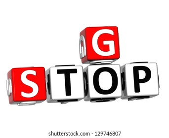 3d Go Stop Crossword On White Stock Photo 129746807 Shutterstock