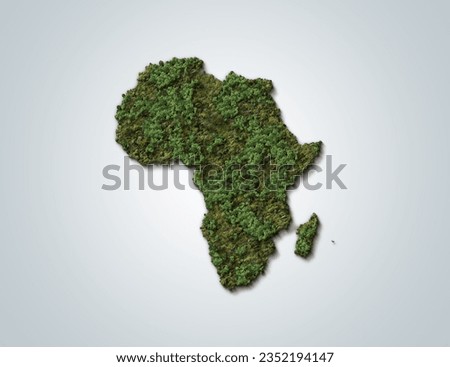 3d Green map of Africa on white isolated background

