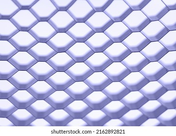 3D Honeycomb Mosaic Background. Geometric Mesh Cell Structure. Abstract Background With Hexagon Grid. Very Peri