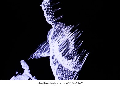 3D human figure in polygonal mesh (3D grid). Computer simulation. Body scanning. Human body model. - Powered by Shutterstock