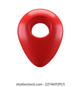 3D icon Realistic Style red glossy Location map pin gps pointer markers illustration for destination. Geo tag isolated on white background with clipping path