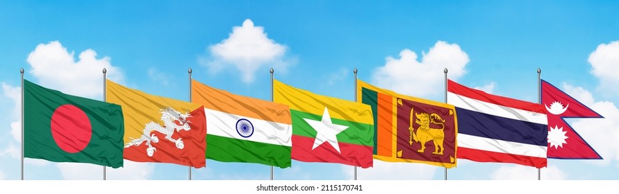 3d Illustration Bimstec Official Flag Flags Stock Photo 2115170741 ...