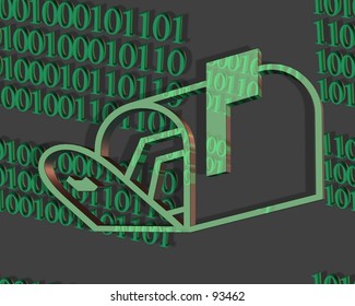 3d illustration of an electronic mailbox in a binary like way