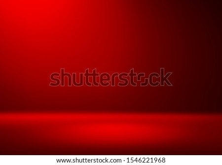 3D Illustration. Festive Red christmas studio gradient background for product placement or website. Copy Space, horizontal composition.