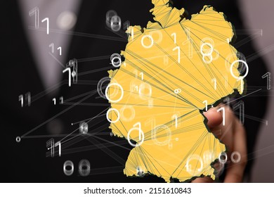 A 3D illustration of the German map and the binary code - Powered by Shutterstock - Get 15% off with code: PIKWIZARD15