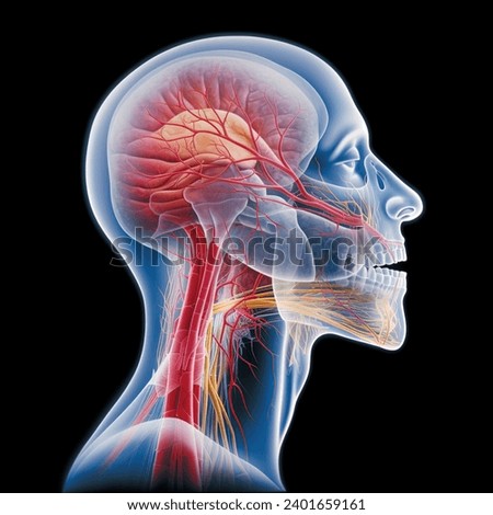 3D illustration of human brain on black background
