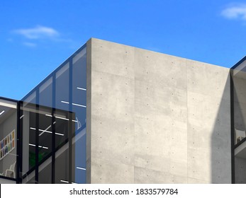 3d illustration. Logo mockup 3d sign building office or shop. Concrete wall