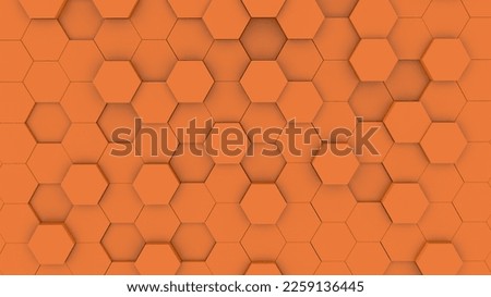 3d illustration of orange color hexagon shaped bee comb structure