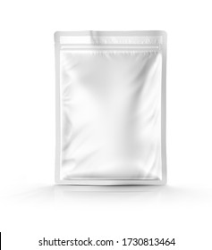 3D Illustration. Plastic Pouch Packaging Mockup in white background