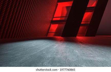 3D Illustration Red Design Architecture Background With Lighting - Shutterstock ID 1977760865