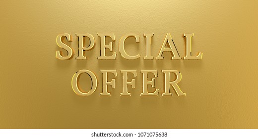 3D Illustration Special Offer Gold Text