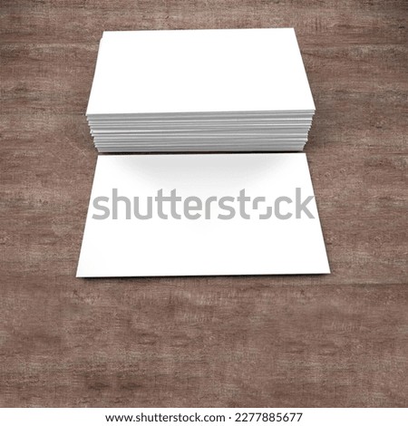3D illustration. White business card on wooden background