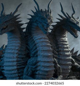 3D image of three headed king ghidorah from godzilla