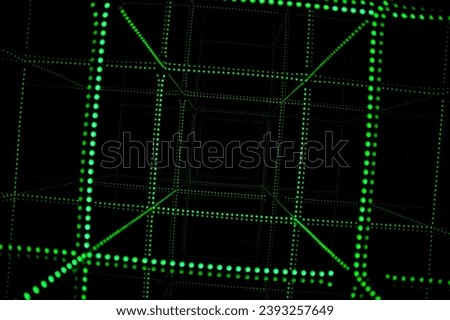 3d lines background abstract. laser beams  background. Green cube, consisting of block. 
