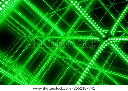 3d lines background abstract. laser beams  background. Green cube, consisting of block. Photo. Deception of vision, the illusion of enclosed space