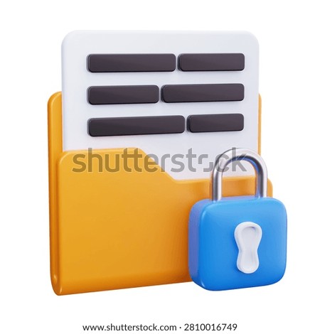3D Locked Document Folder Security Icon
