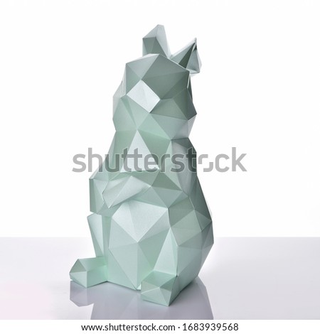 3d low poly paper rabbit ,polygonal, animal crystal  illustration, geometric graphic