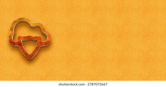 3D metallic cloud with protective shield icon on textured orange background