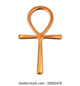 3D Model Of Golden Egyptian Ankh.