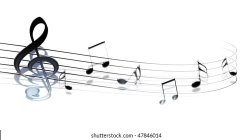 3d Music Notes Isolated On White Background