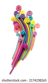 3d plasticine sculpture  colored abstraction  rainbow white background 