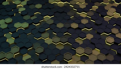 3d polygons elegant black yellow light night. elegant background. technology. abstract hexagon - Powered by Shutterstock - Get 15% off with code: PIKWIZARD15