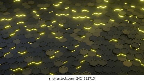 3d polygons elegant black yellow light night. elegant background. technology. abstract hexagon - Powered by Shutterstock - Get 15% off with code: PIKWIZARD15