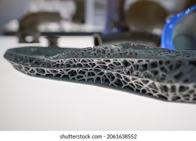 3d polymer printed boot or shoe sole, detail view from side