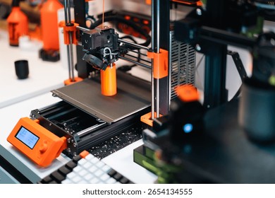 3d printer craft prototype design printed cup object home lab workshop interior oval orange color
